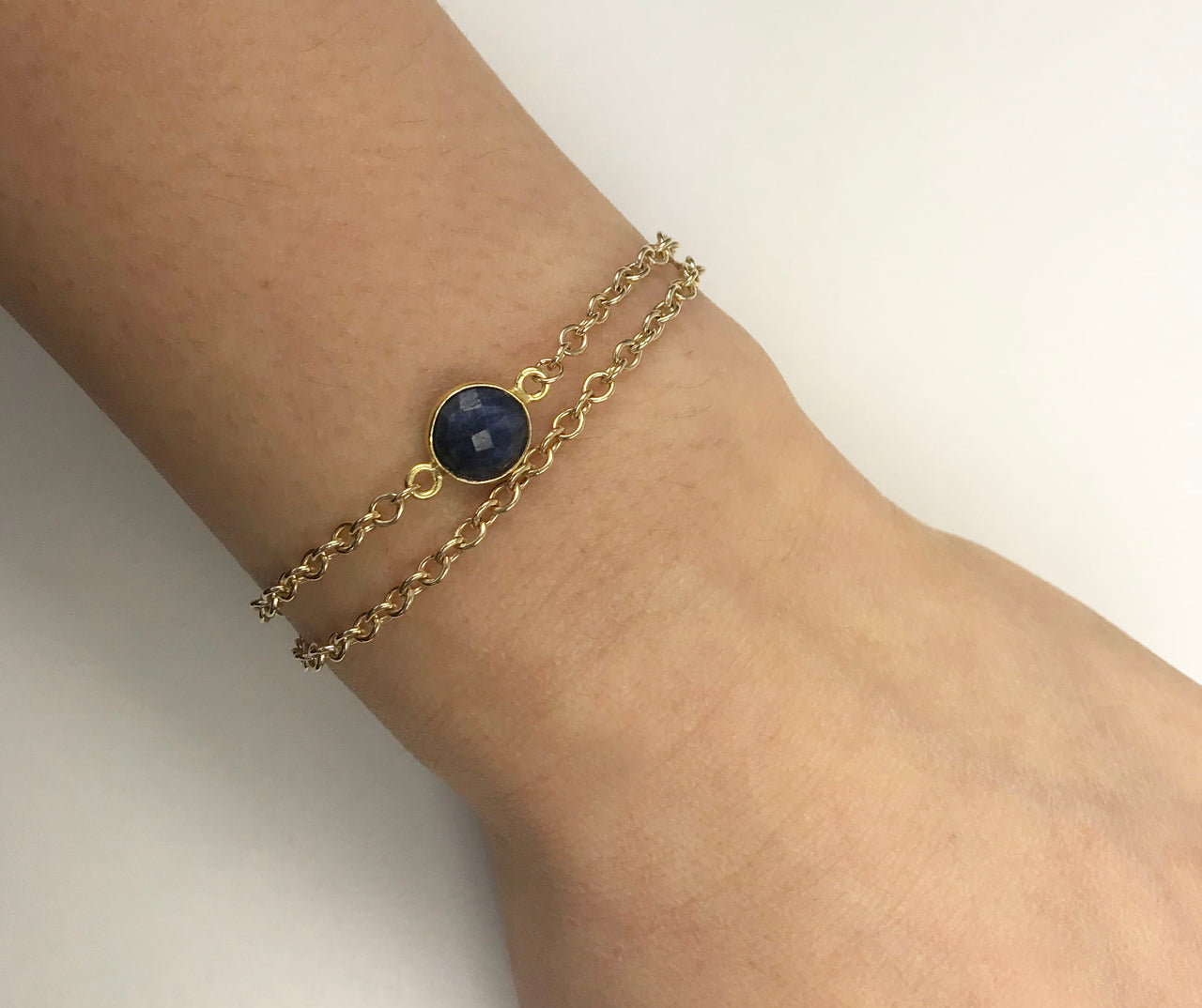 Gena Myint - Lapis Lazuli Vermeil Double Chain Bracelet -