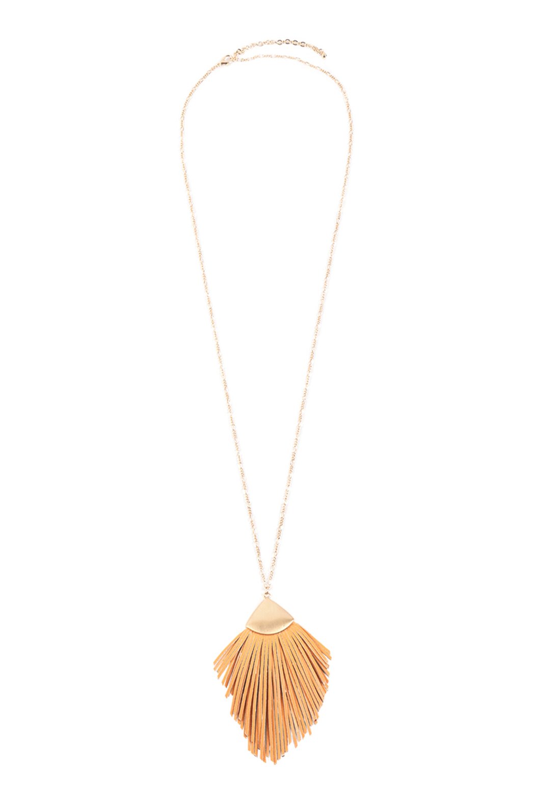 Feather Shape Pu Leather Tassel Necklace - 8 COLORS -