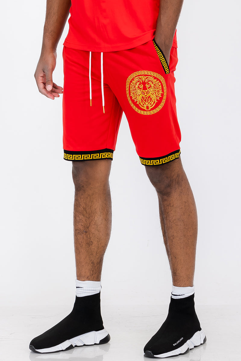 Lion Head Embroidered Shorts - 4 COLORS -