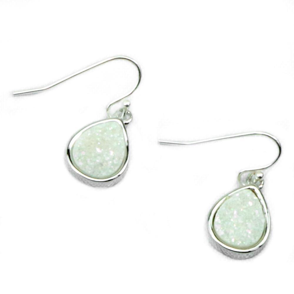 Christy Jean - Emma Silver Druzy Teardrop Earrings - 4 COLORS -