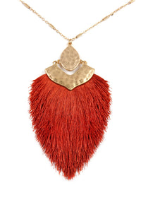 Thumbnail for Arrow Shaped Tassel Pendant Linked Necklace - 10 COLORS -