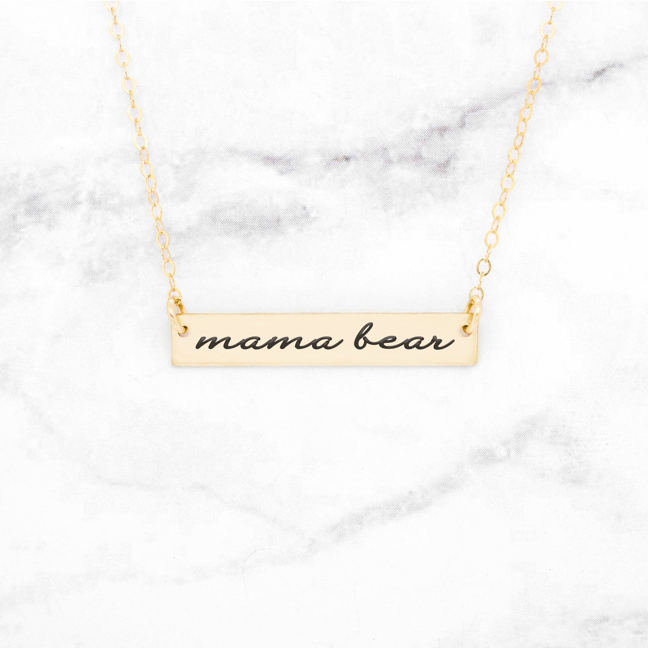 Mama Bear Bar Necklace - Gold -