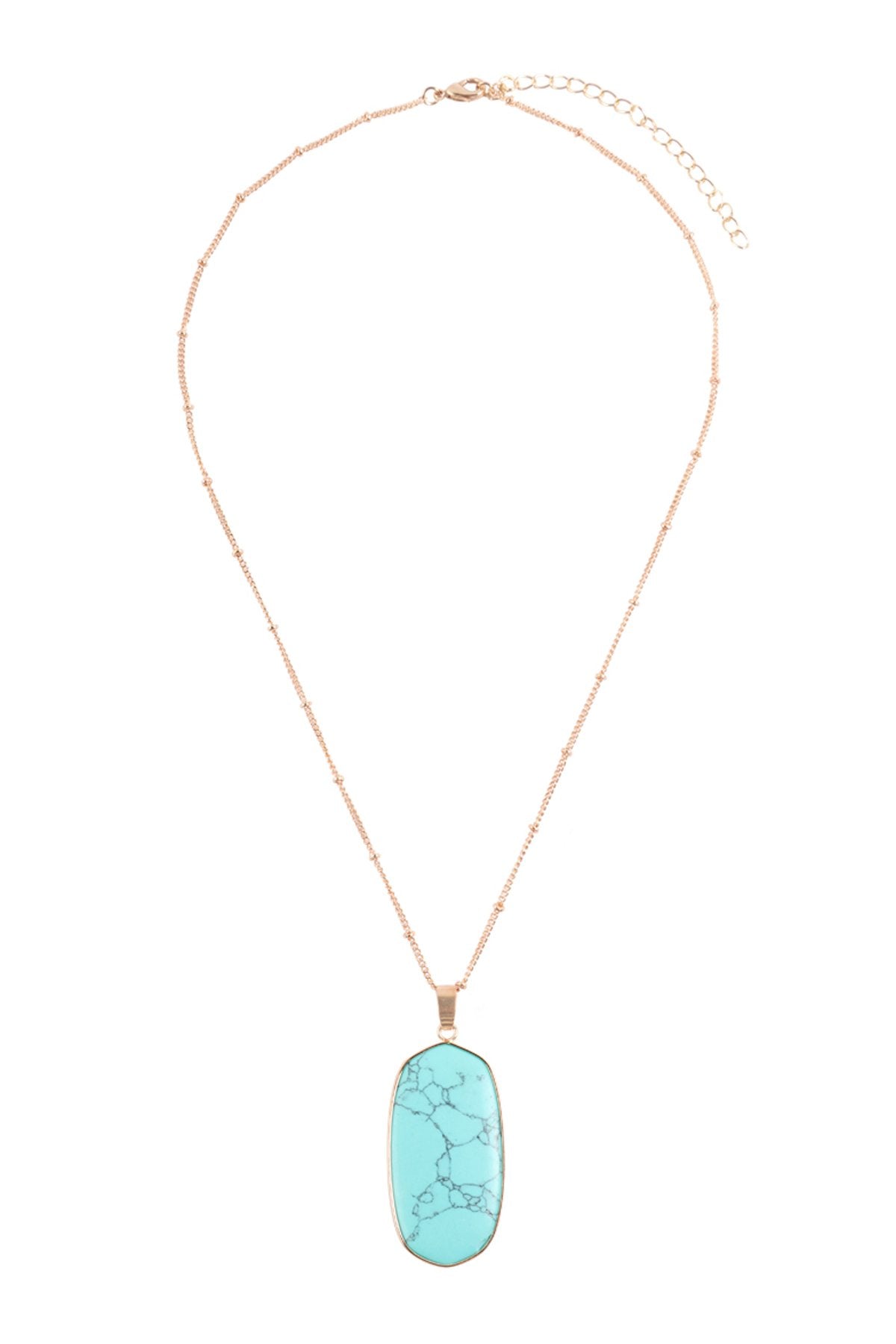 Stone Pendant Charm Necklace - 8 COLORS -