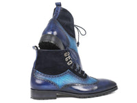 Thumbnail for Paul Parkman - Wingtip Boots Blue Suede & Leather -