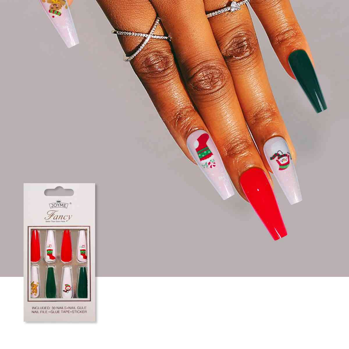 Christmas Theme ABS Press-On Nails - T - 6 STYLES/SETS -