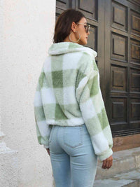 Thumbnail for Plaid Dropped Shoulder Buttoned Jacket - T - 4 COLORS -