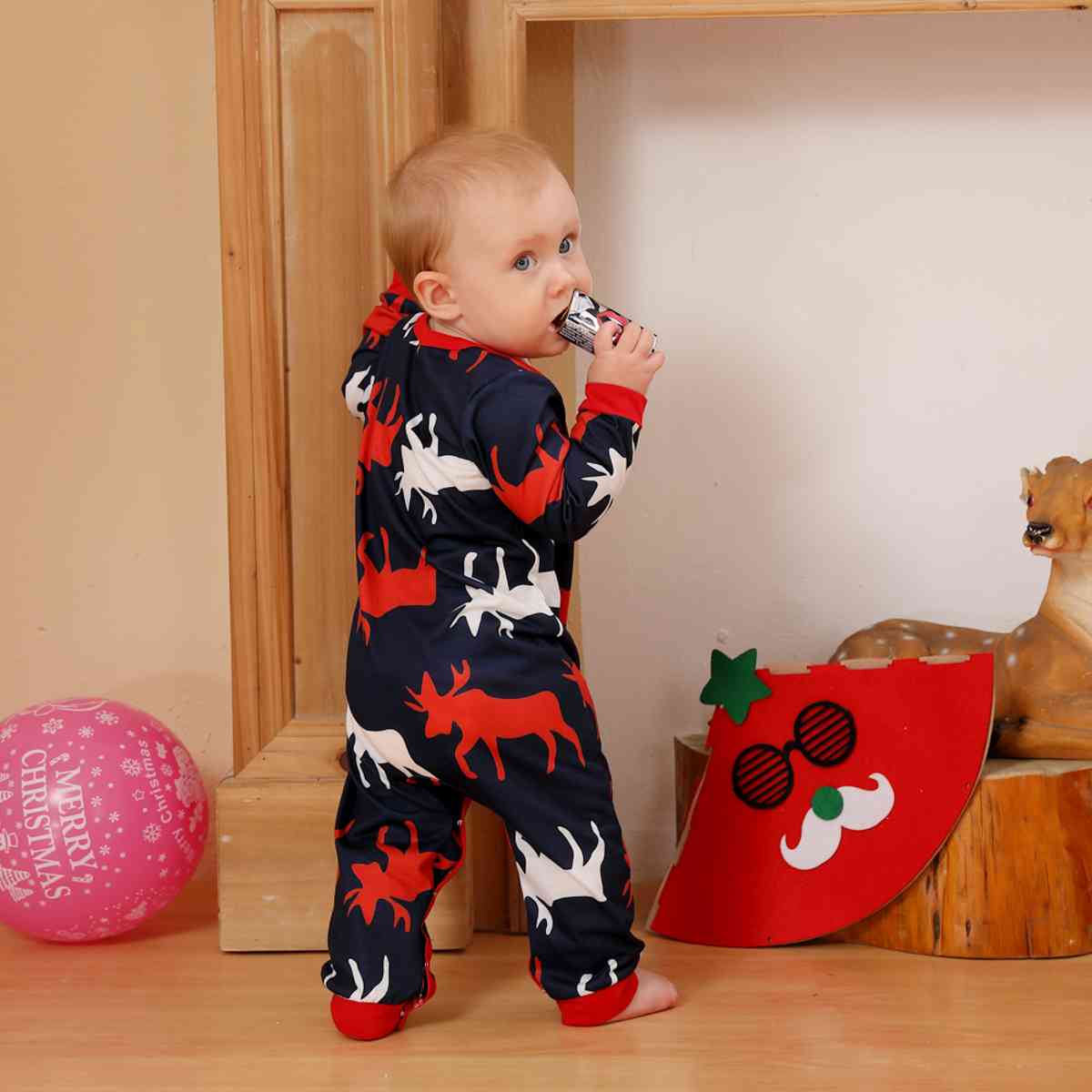 BABY Reindeer Print Round Neck Jumpsuit - T -