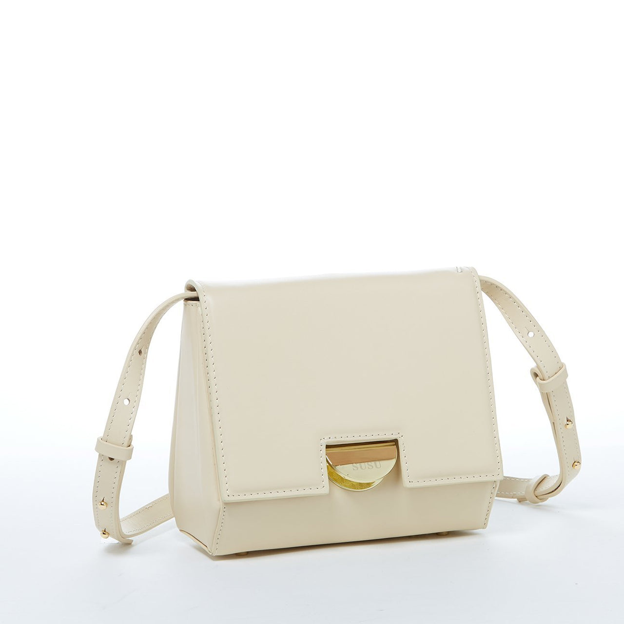 Elizabeth Off White Leather Saddle Bag -