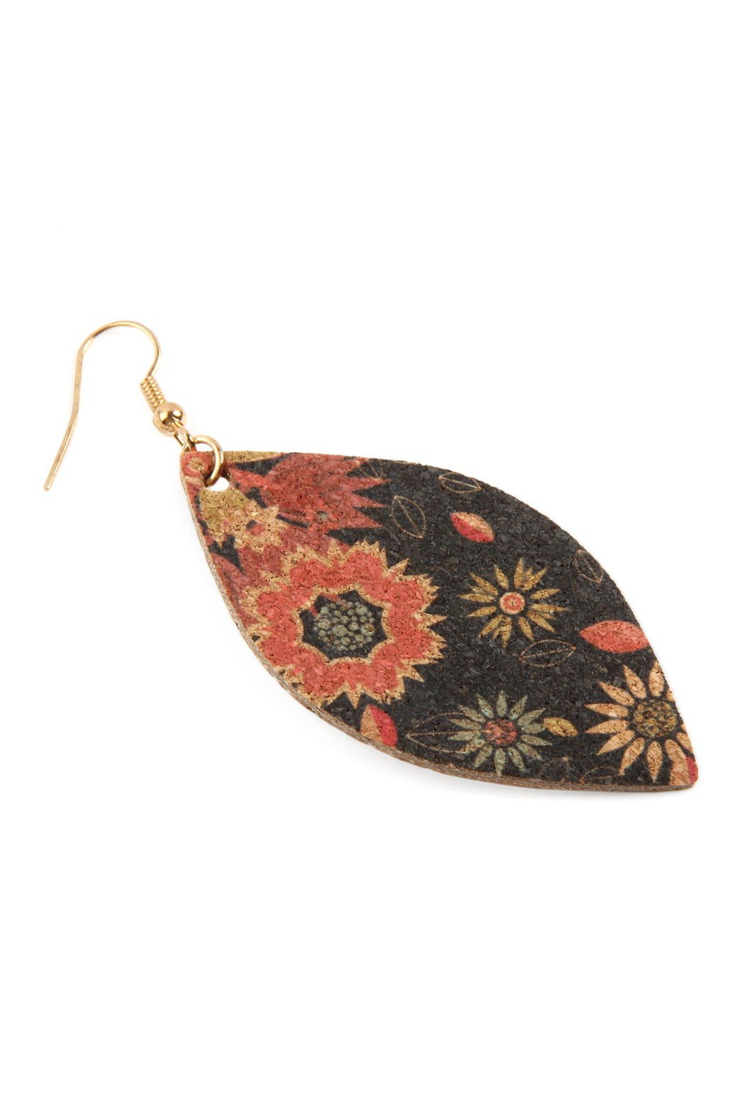 Flower Print Cork Marquise Earrings- Style 1 - 3 COLORS -