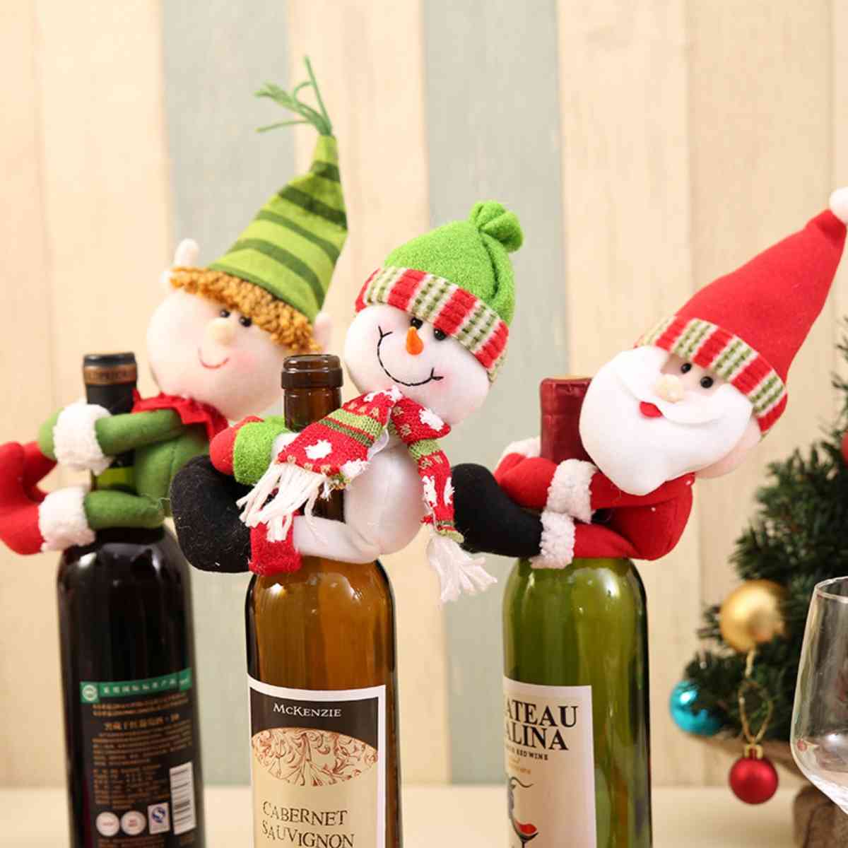 Christmas Character Wine Bottle Decorations - [5-10 DAY DELIVERY] - T - 3 TYPES/STYLES -