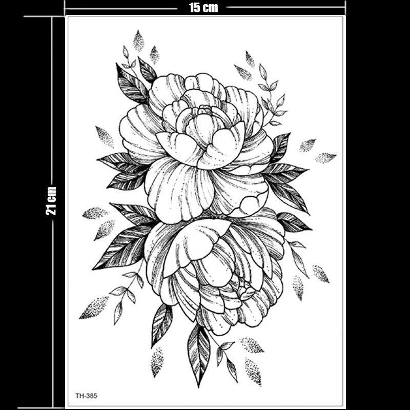 Temporary Tattoos - Black Flower Tattoo Sleeves -Water Transfer Tatoo - Peony Rose Tattoos - Body Art - Girls Arm Tattoos - [8 DAY DELIVERY] - 25 DESIGNS -