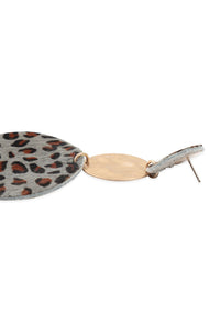 Thumbnail for Round Leopard Leather With Metal Link Drop Earrings - 5 COLORS -