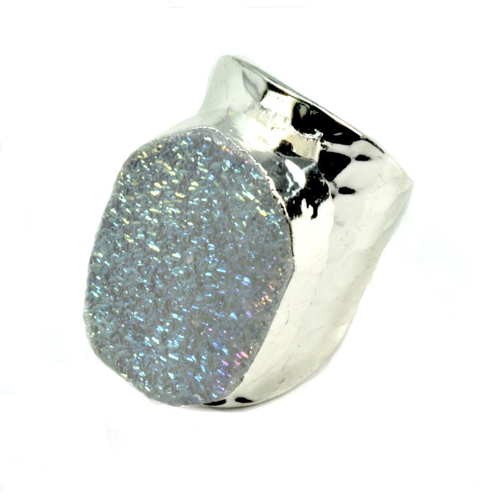 Christie Jean - Amy Druzy Statement Ring in Silver-White -