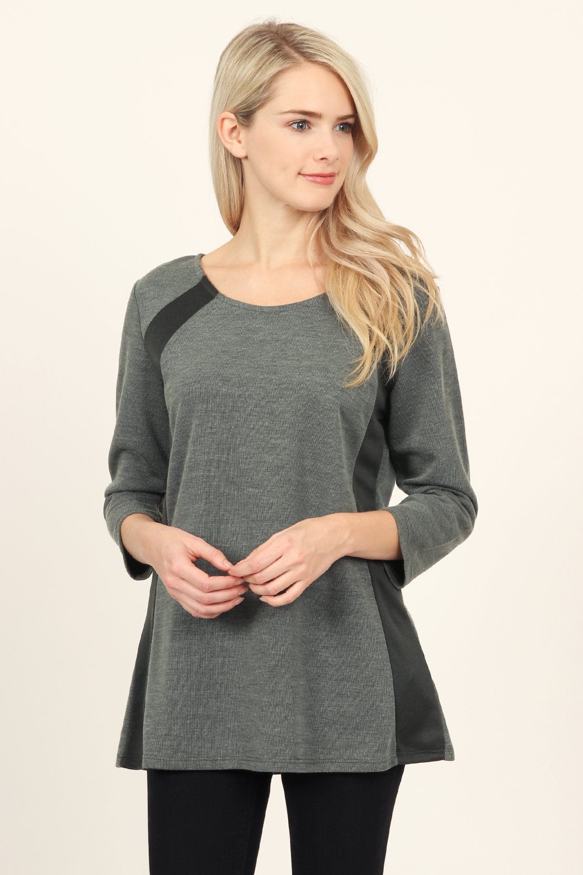 Riah Fashion - Side Accented Round Neck Classic Top - 3 COLORS -