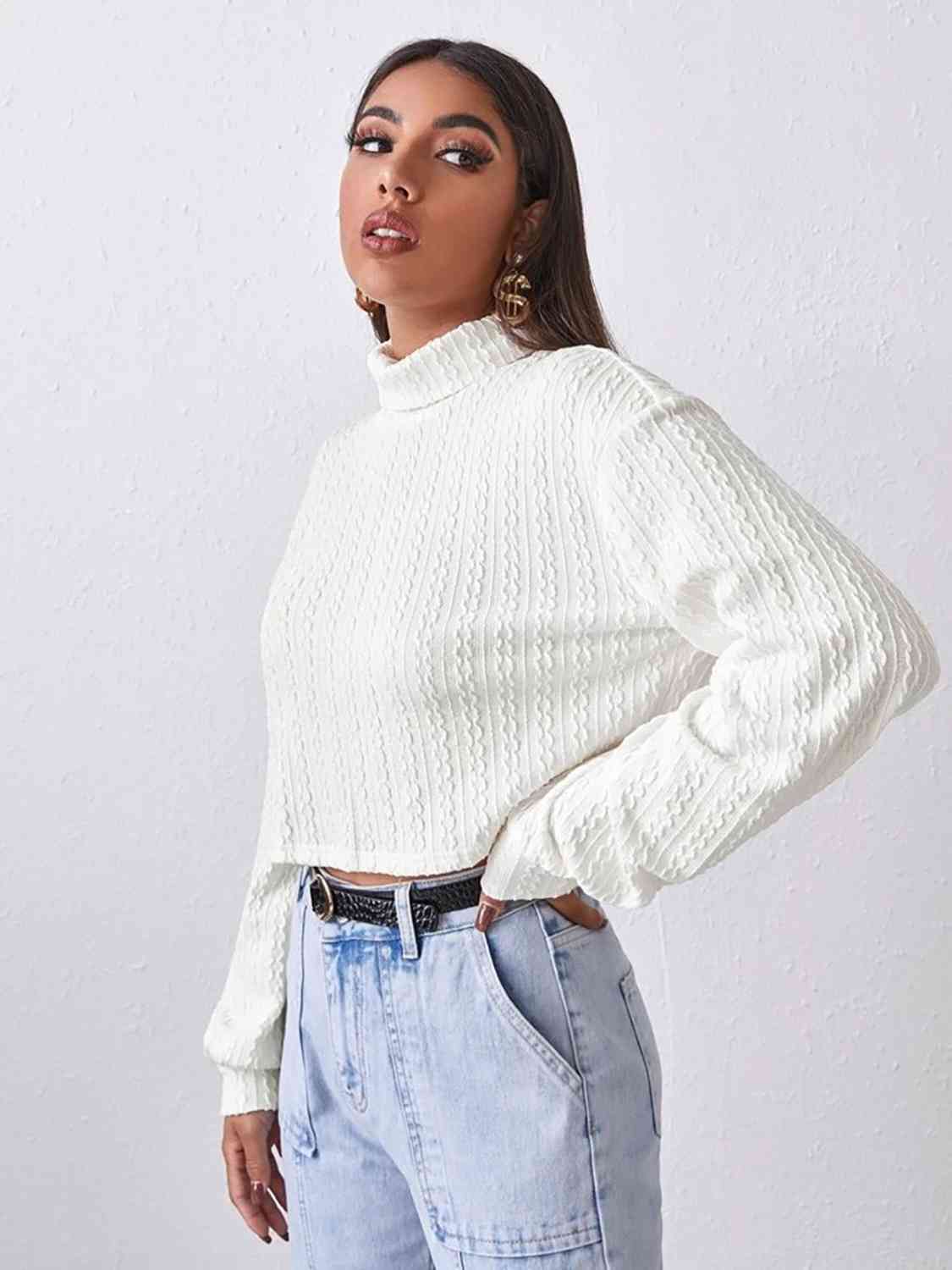 Turtleneck Long Sleeve Top - T - 2 COLORS -