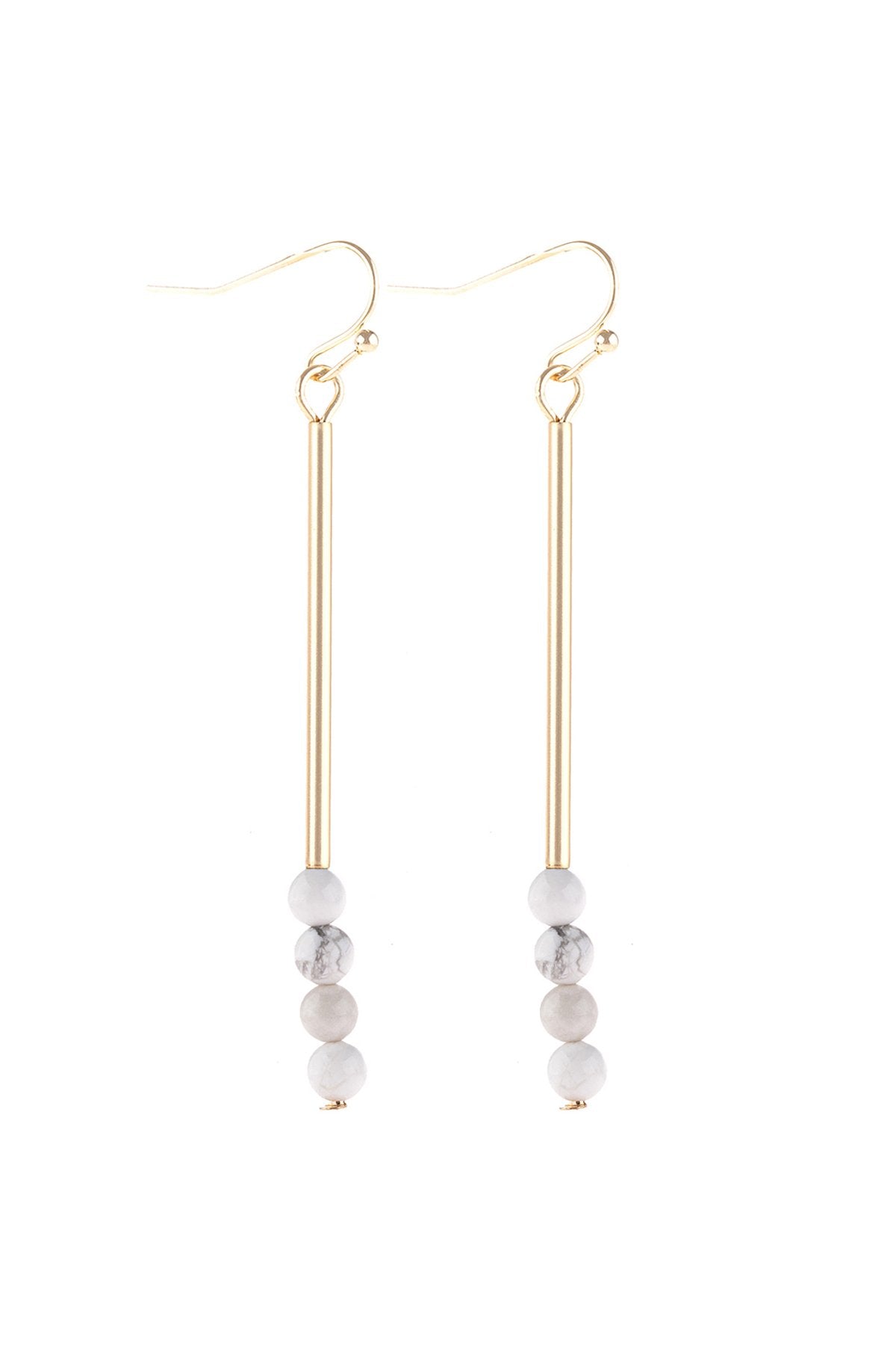 Riah Fashion - Dangle Beads Hook Earrings - 6 COLORS -