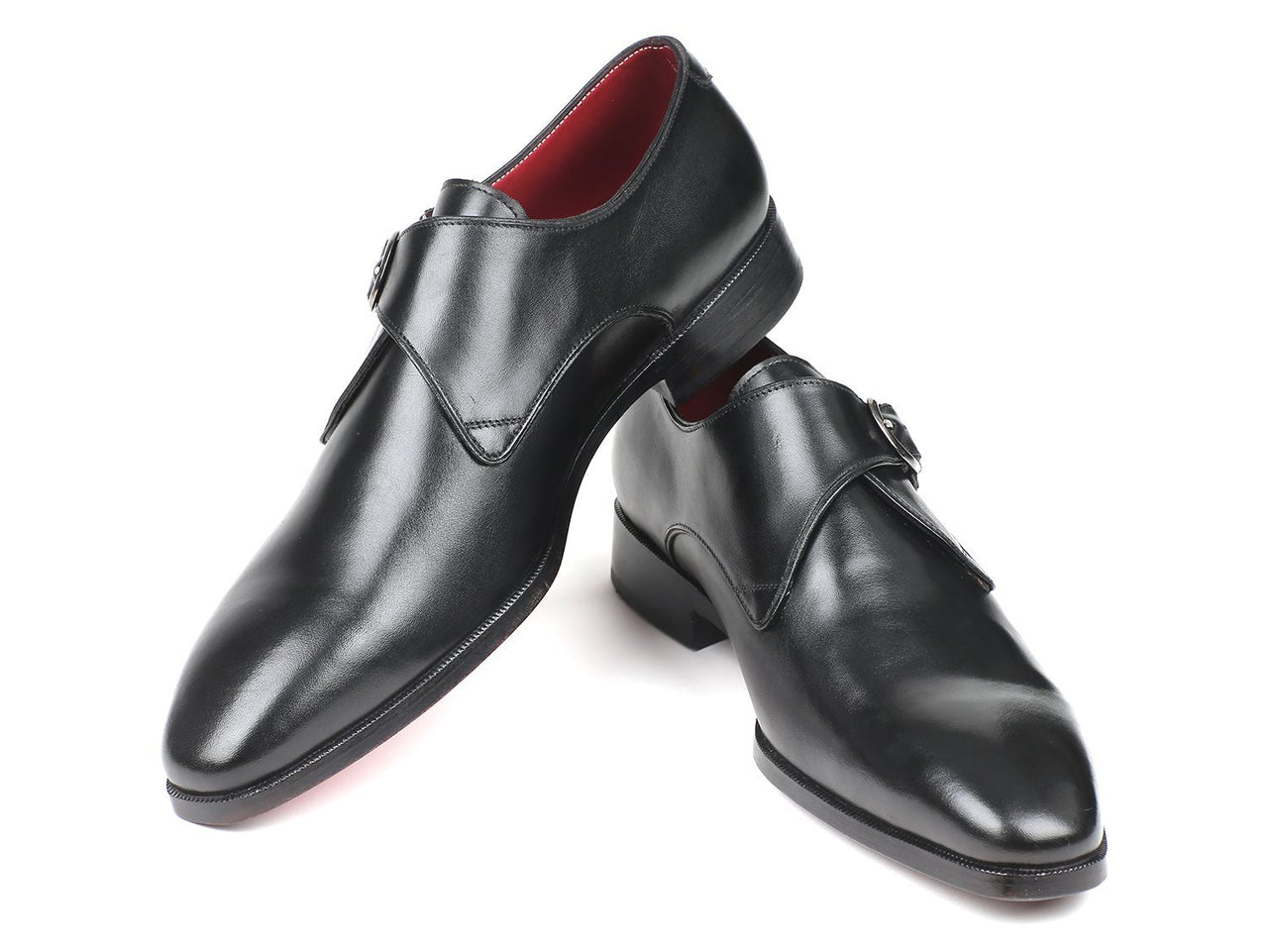 Paul Parkman - Black Leather Single Monkstraps -