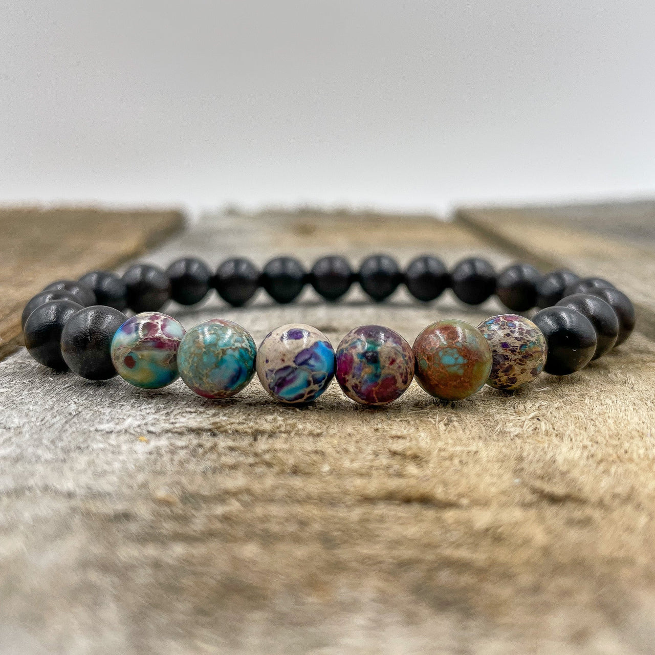 Grove - Galaxy Jasper & Ebony Blackwood Mala Beaded Bracelet -