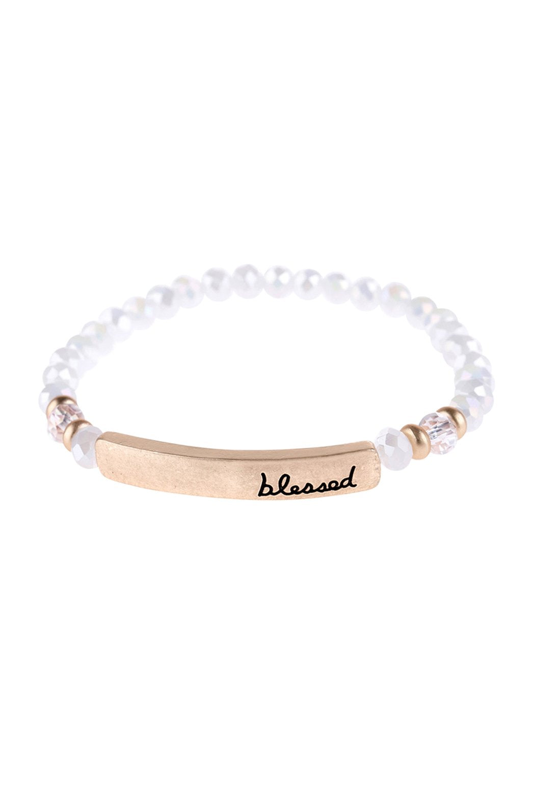 "Blessed" Rondelle Beads Stretchable Bracelet - 6 COLORS -