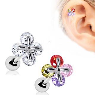 316L Stainless Steel Art of Brilliance Adorned Quatrefoil Cartilage Earring - 2 COLORS -