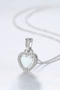 Thumbnail for Opal Heart Pendant 925 Sterling Silver Necklace - T - 1 COLOR -