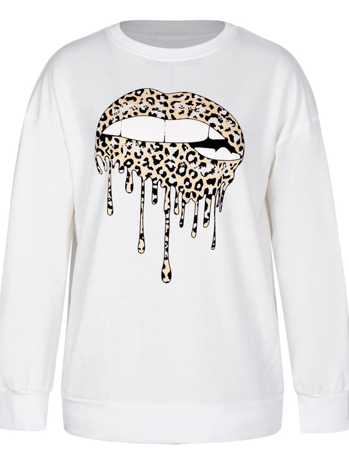 Graphic Dropped Shoulder Round Neck Sweatshirt - T - 3 LIP DESIGNS -