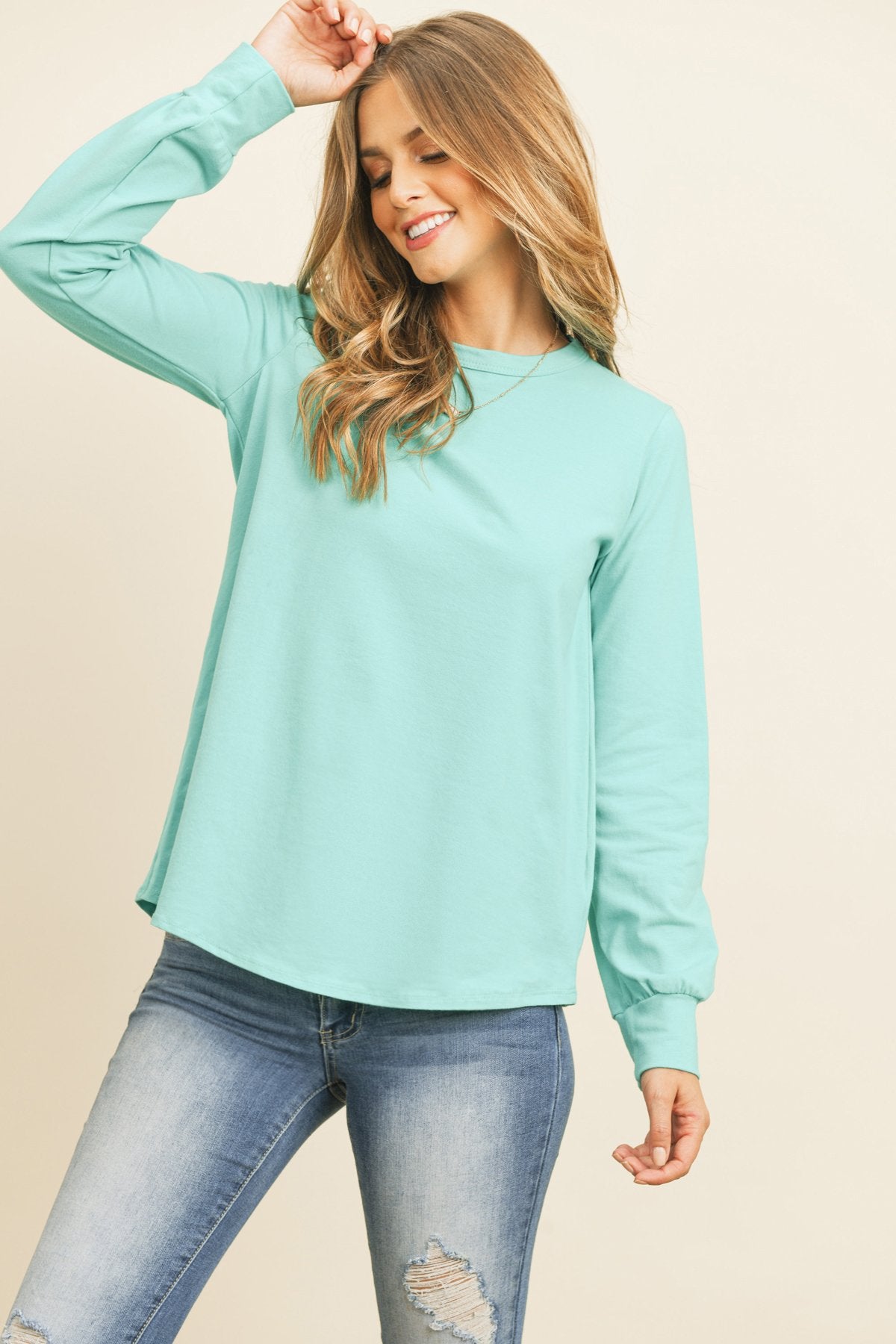 Riah Fashion - Long Sleeve Round Neck Solid Top - 17 COLORS -