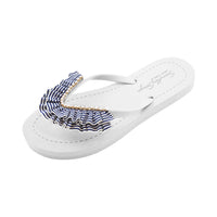 Thumbnail for SAND BY SAYA N.Y. - Rockaway Stripe Ruffle - Embellished Flat Flip Flops Sandal - 5 COLORS -