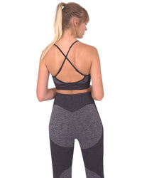 Thumbnail for Savoy - Megara Seamless Sports Bra With Striped Band - Black - 1 COLOR -