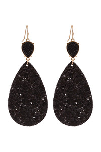 Thumbnail for Fabric Sequin Druzy Fish Hook Teardrop Earrings - 3 COLORS -