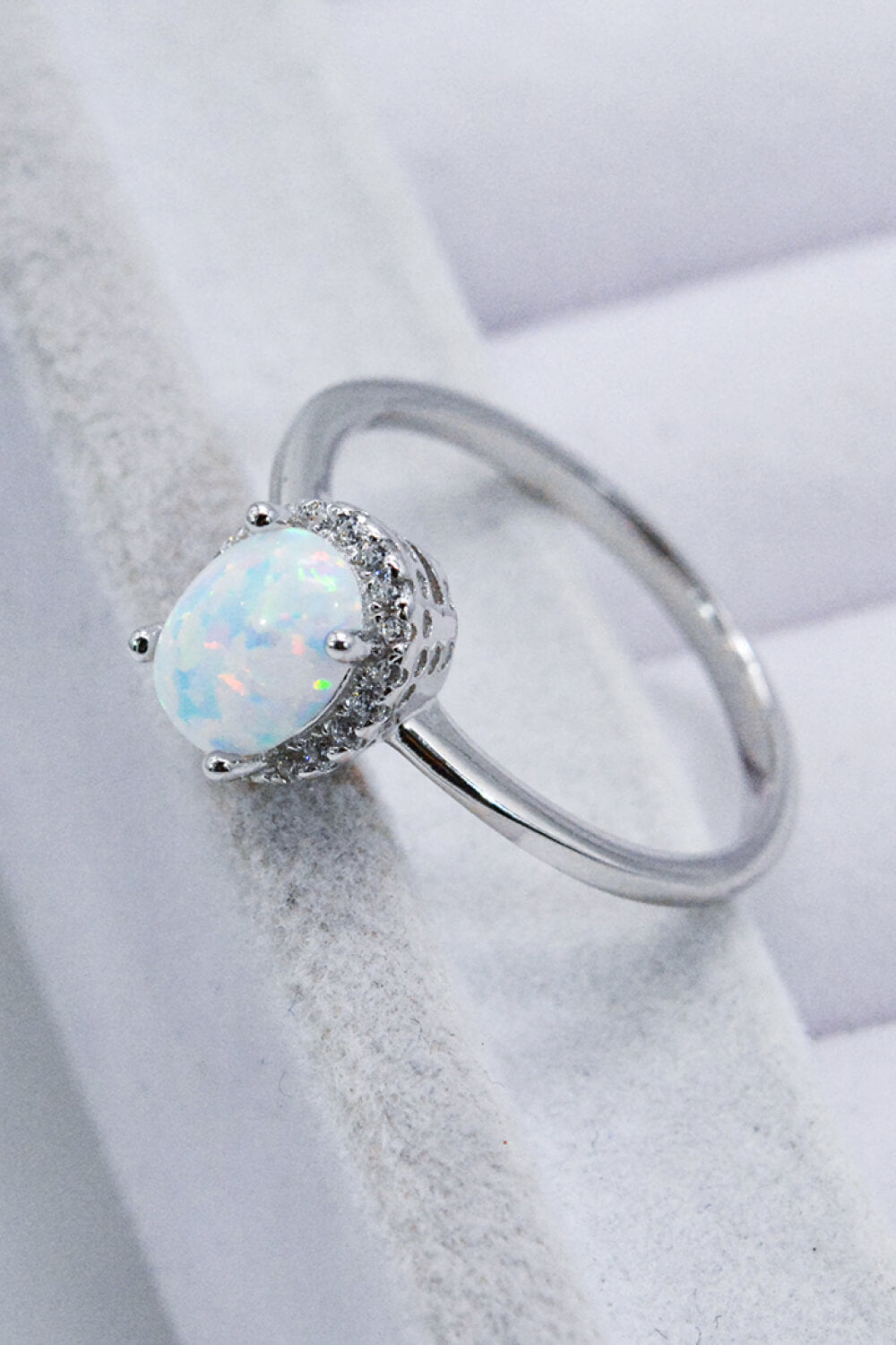 925 Sterling Silver 4-Prong Opal Ring - T - SIZES 5 THRU 10 - 1 COLOR -