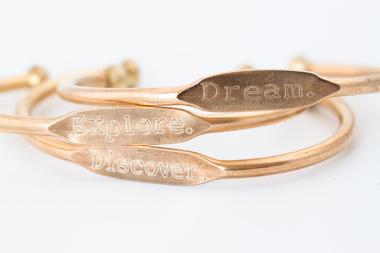 Jook & Nona - Twain Brass Cuff Trio - DREAM / EXPLORE / DISCOVER - NORMALLY $52 EA! - 3 PC. SET -