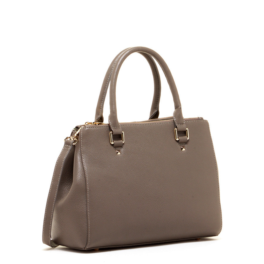 Leather Gray Satchel Bag -