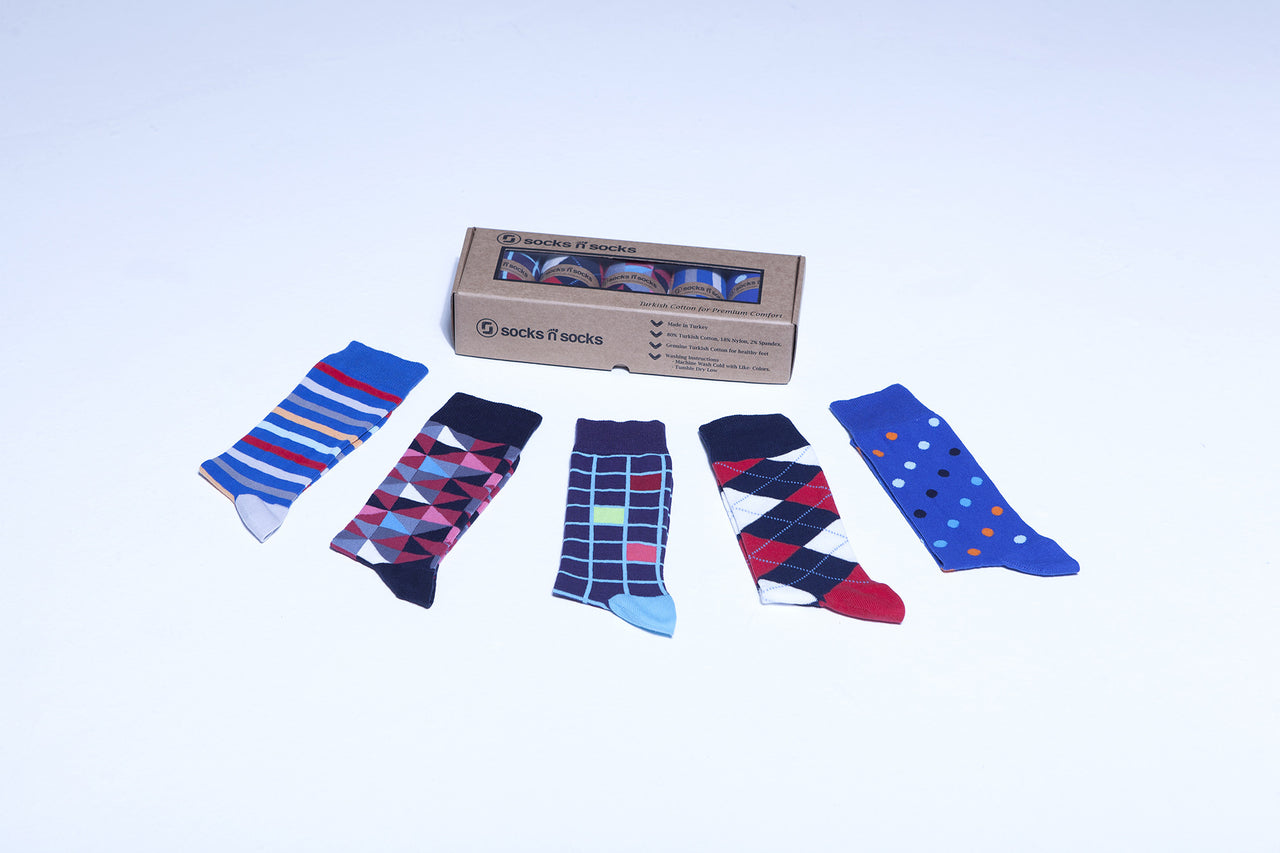 Men's Stylish Mix Set Socks - 5 PACK -