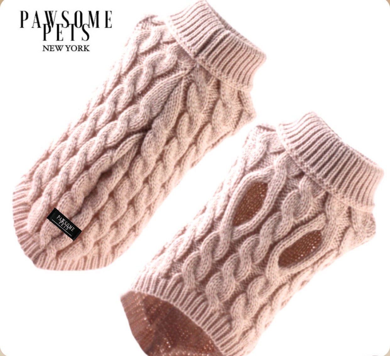 (Extra Warm) Dog and Cat Cable Knit Sweater - Beige -