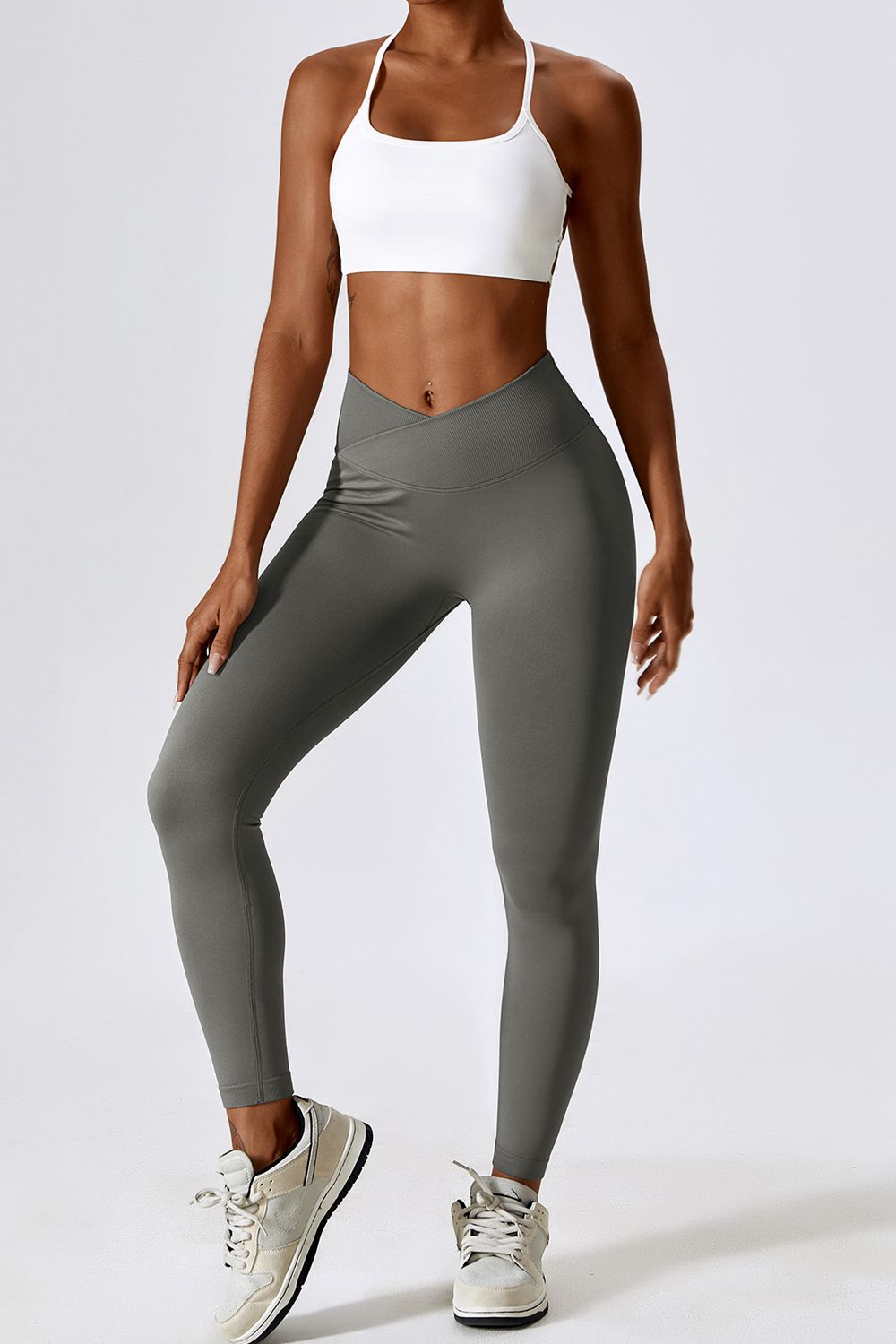 Slim Fit Wide Waistband Sports Leggings - T - 4 COLORS -