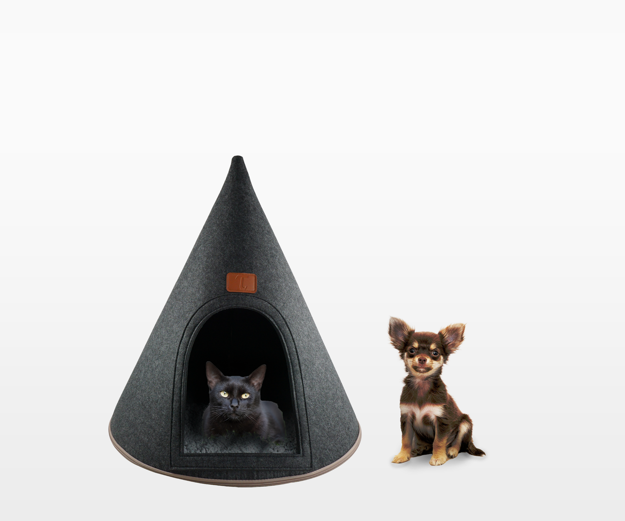 My Secret Cone Cave Easy Assembly Premium Felt Modern Cat Dog Small Animal Pet House Bed Condo - 2 COLORS -