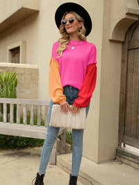 Thumbnail for Color Block Dropped Shoulder Sweater - T - 3 COLORS -