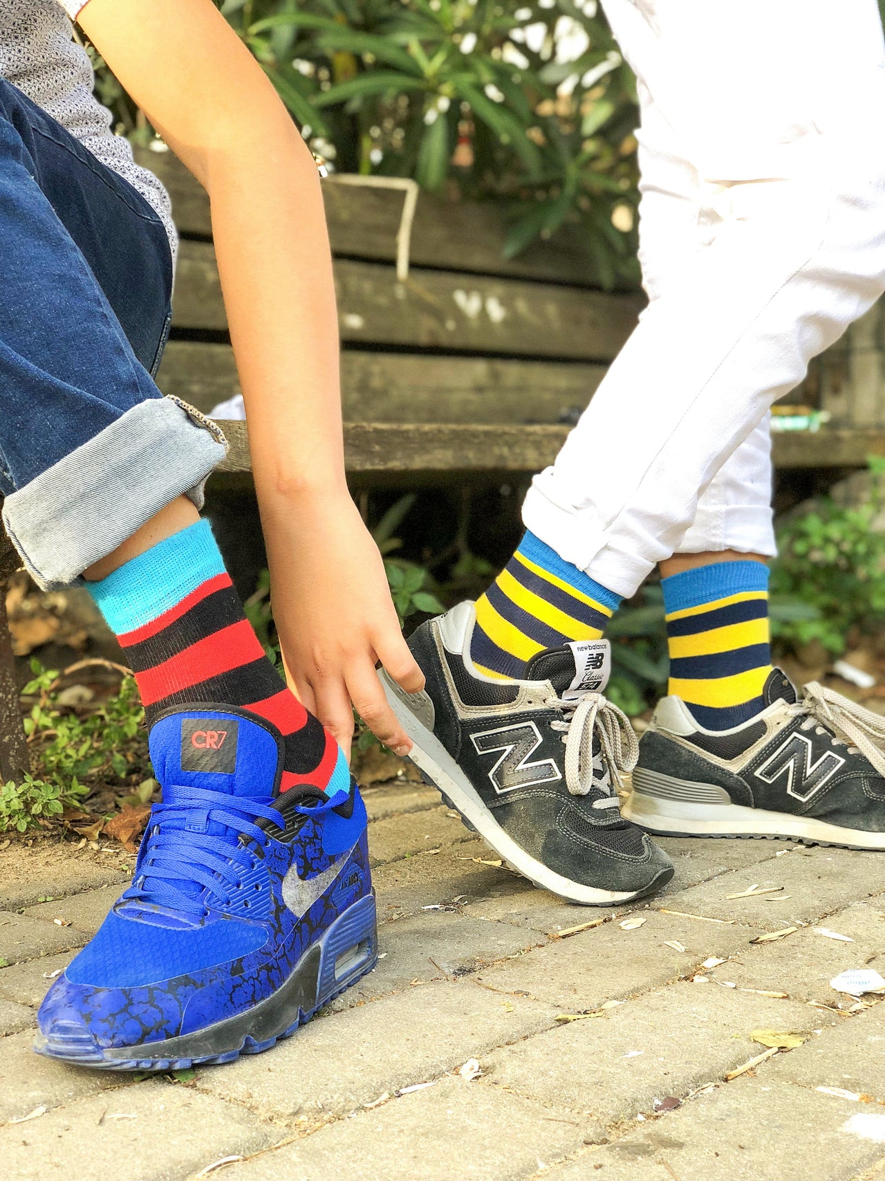 Kids Blue Canary Stripe Socks - 1 COLOR -