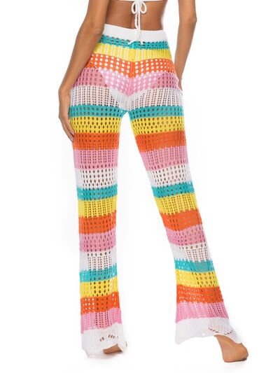 Cutout Contrast High Waist Beach Pants - T - 1 MULTICOLOR -