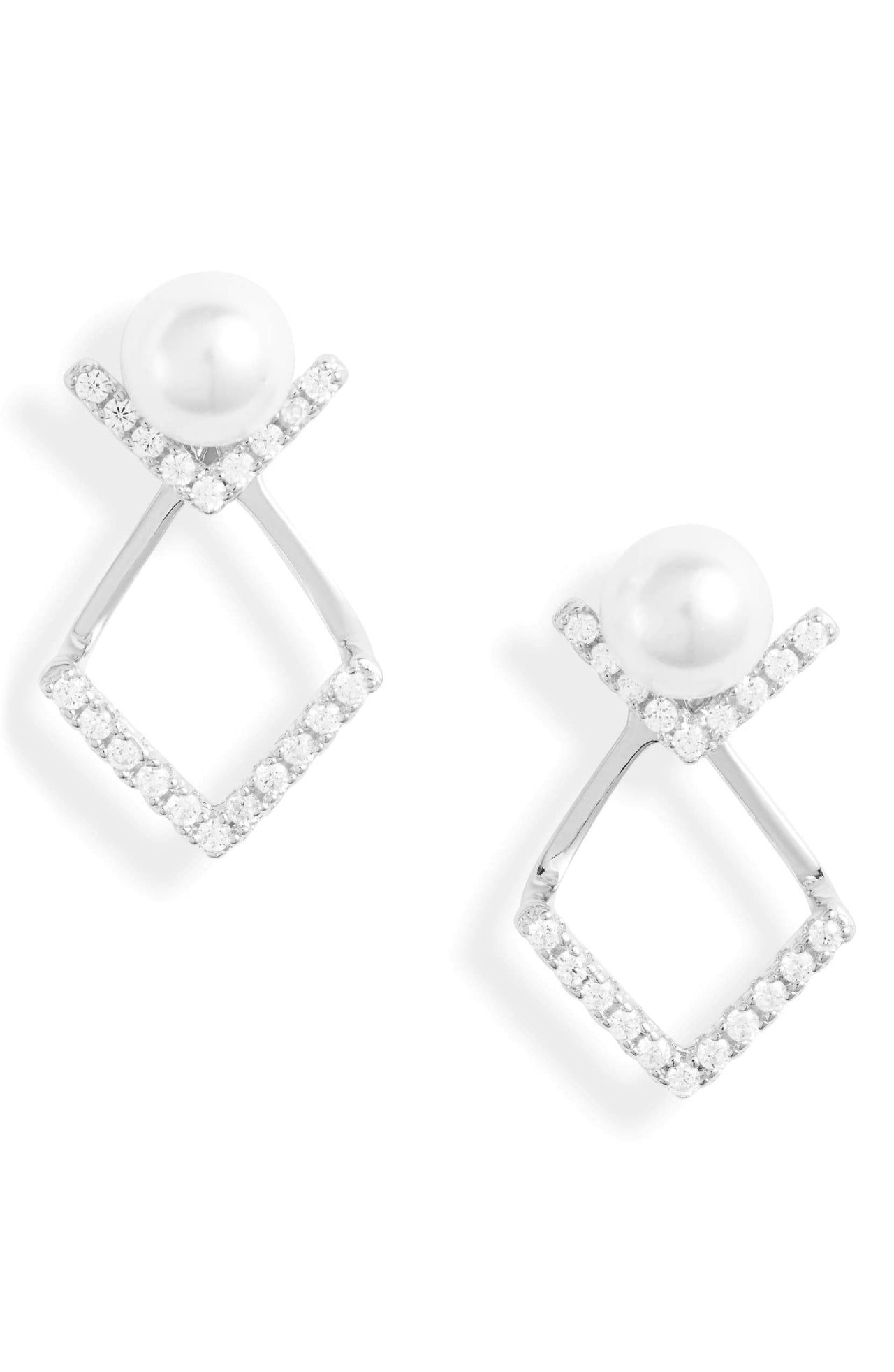 Knotty - Pearl v Jacket Stud Earrings - 3 FINISHES -