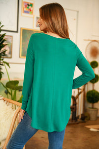 Thumbnail for Riah Fashion - Premium Long Sleeve V-Neck Round Hem Top - 11 COLORS -