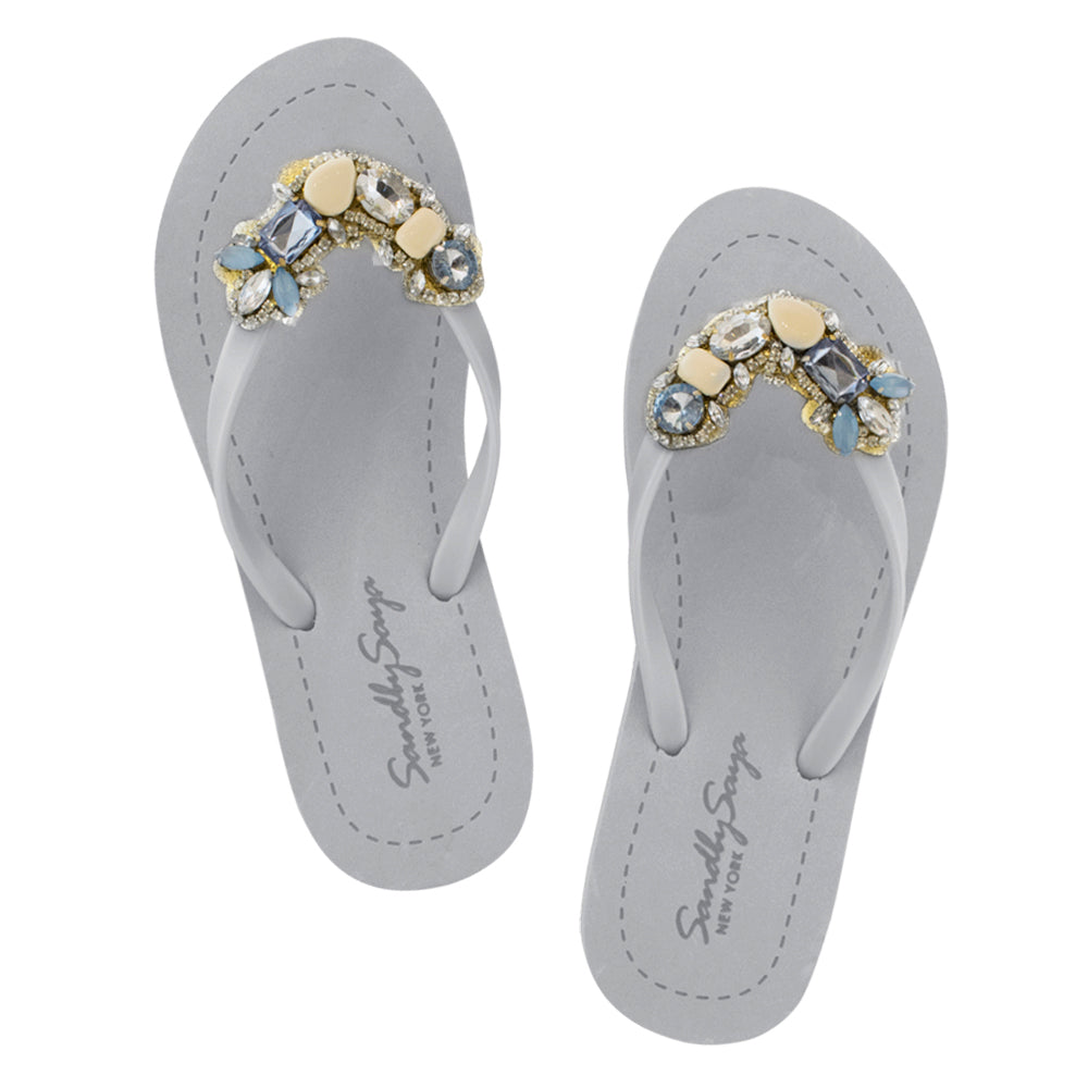 SAND BY SAYA N.Y. - Blue York - Rhinestone Flat Flip Flops Sandal - 5 COLORS -