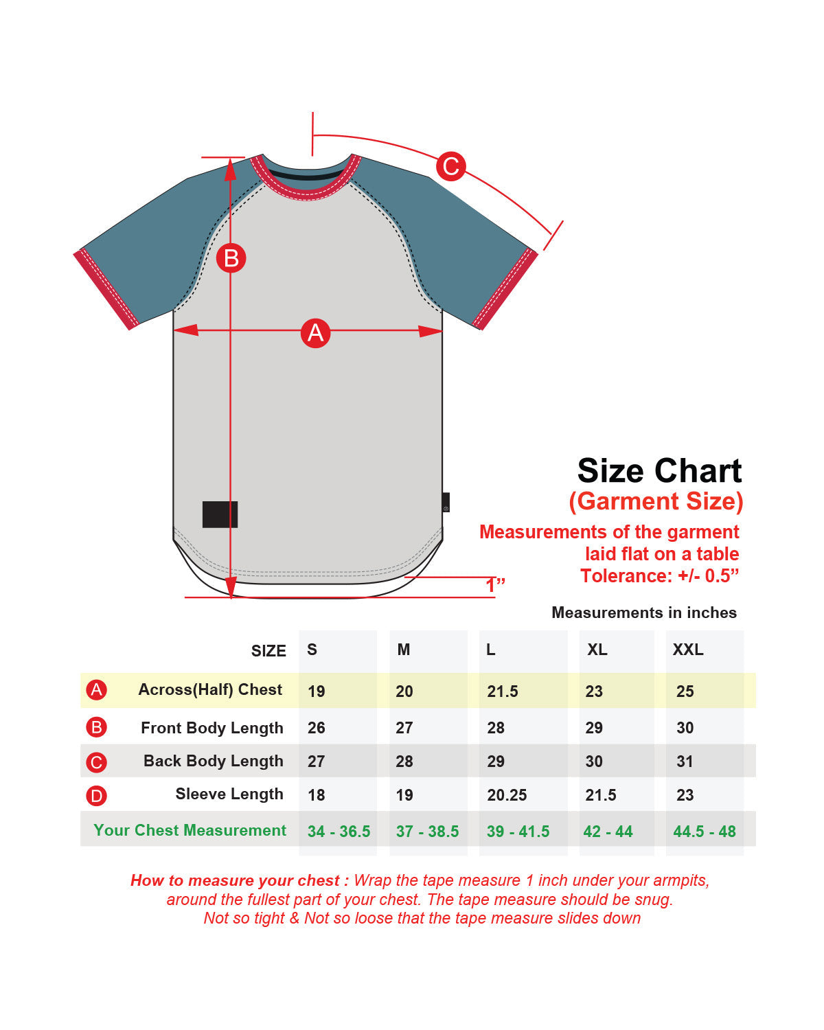 Men's Short Sleeve Classic Retro Contrast Raglan Ringer T-Shirt - 1 COLOR -