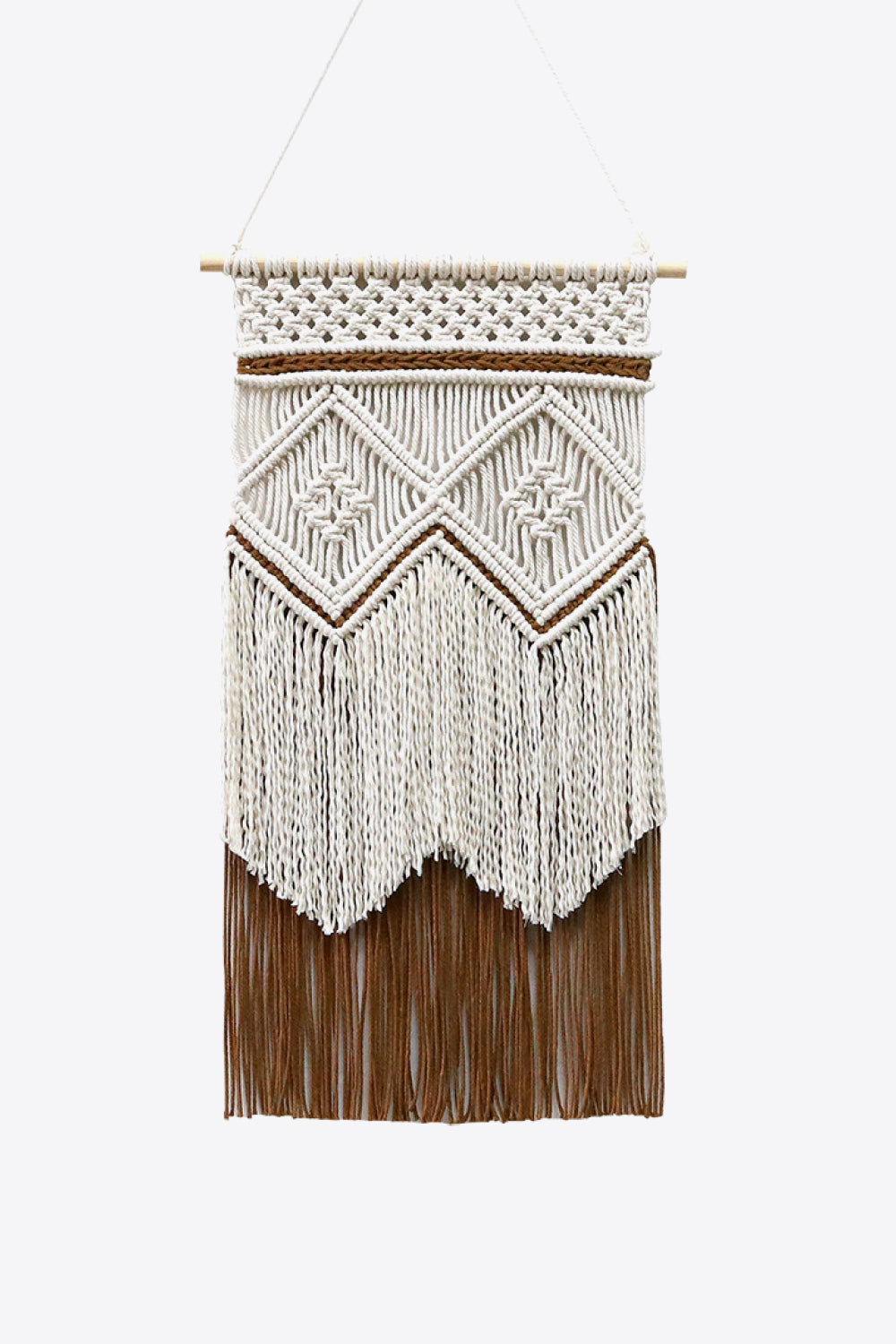 Two-Tone Handmade Macrame Wall Hanging - 27.5" X 15.7" - T - 1 COLOR SCHEME -