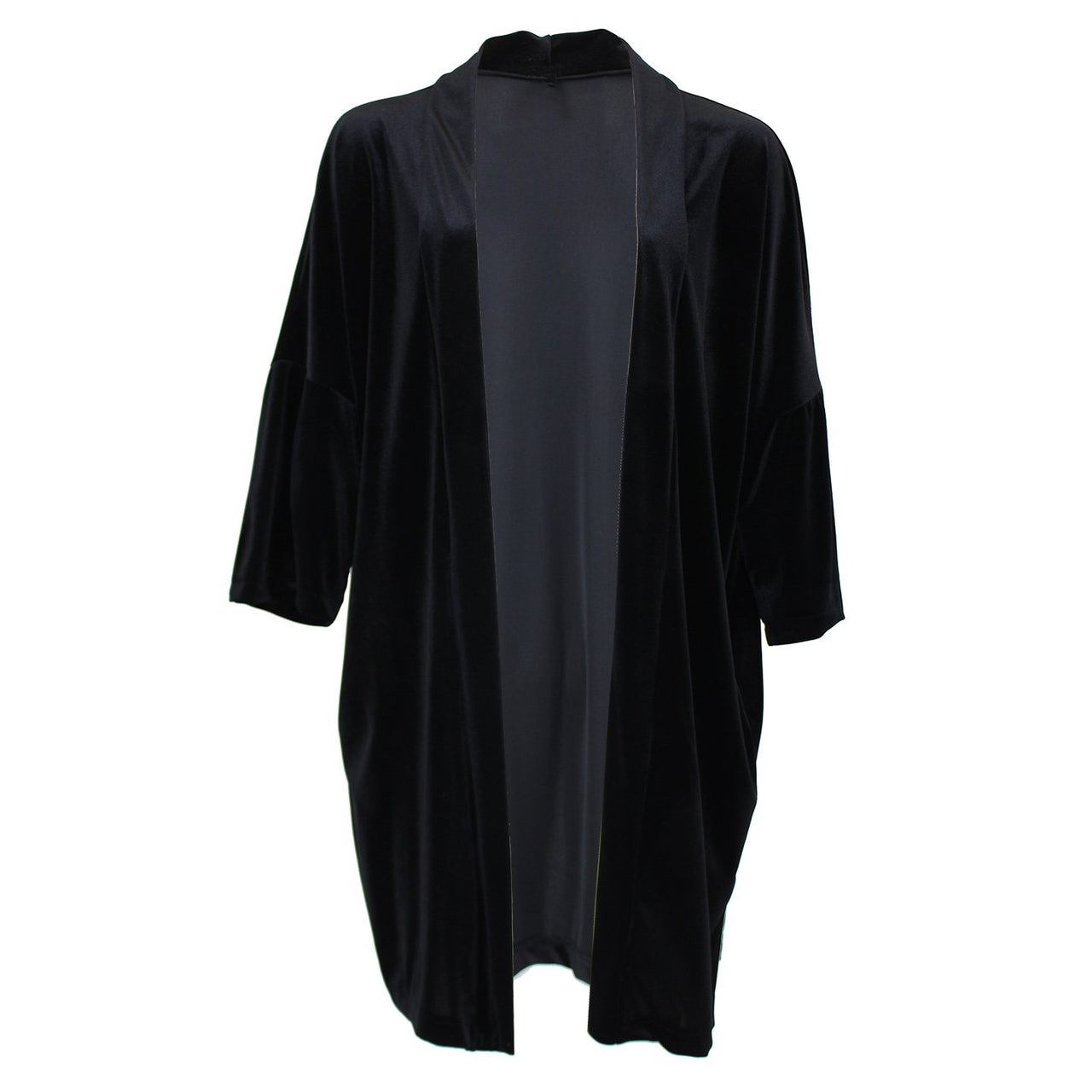 Stylespect - Velvet Kimono Cardigan - Black - 1 COLOR -