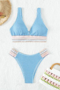 Thumbnail for Contrast Textured High Cut Swim Set - T - 5 COLORS -