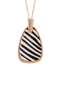 Thumbnail for Geometric Shape W/ Real Calf Hair Pendant Necklace - 6 ANIMAL COLORS -