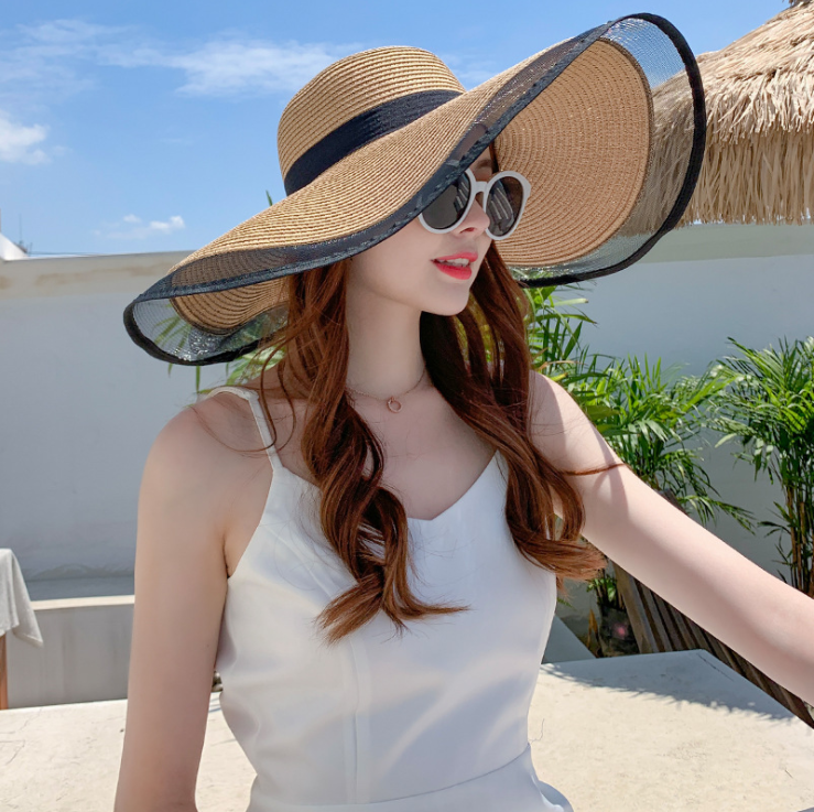 Women Broad Brim Beach Hat Summer Resort Sun Hat Foldable Straw Hat - [5-9 DAY DELIVERY] - 4 COLORS -