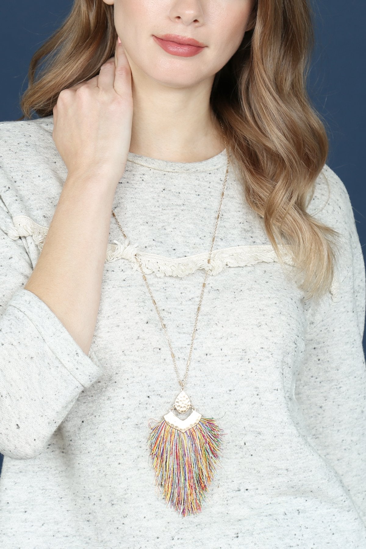 Arrow Shaped Tassel Pendant Linked Necklace - 10 COLORS -